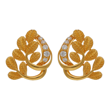 Elegant Leaf-Shaped Gold Earrings